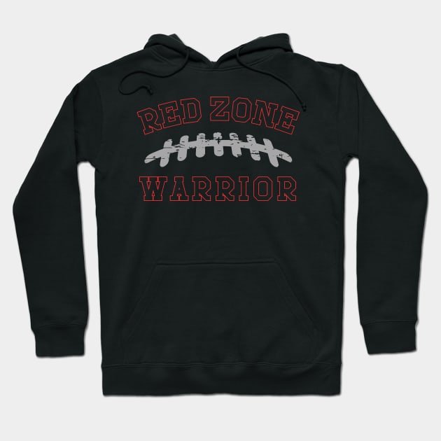 Red Zone Warrior American Football Tight End Player Design Hoodie by Beth Bryan Designs